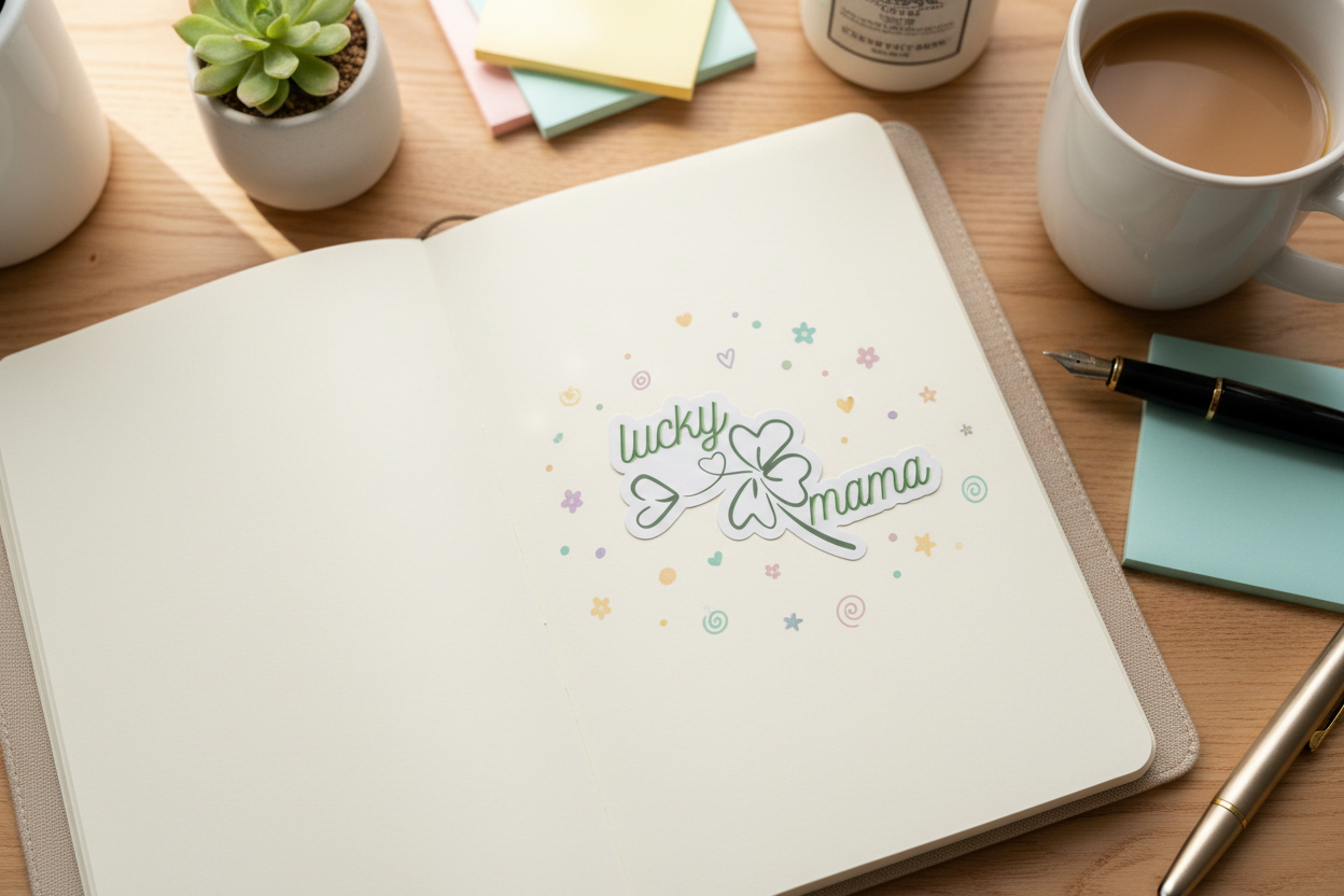 Lucky Mama sticker journal mockup